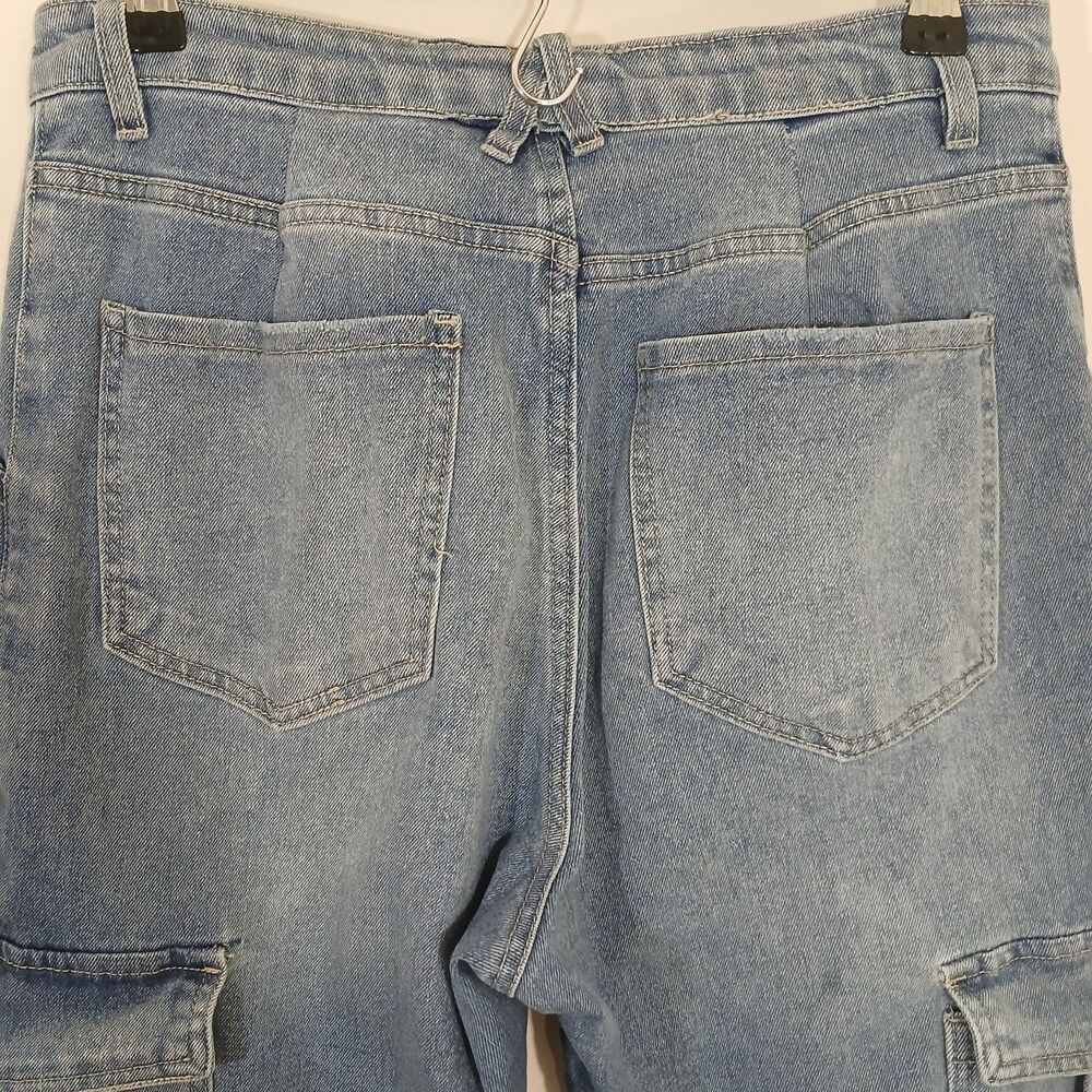 S0117. Forever 21 High Rise Flare Jean Baggy Wide Leg Cargo Jeans Womens 32 x 30 - Picture 8 of 10